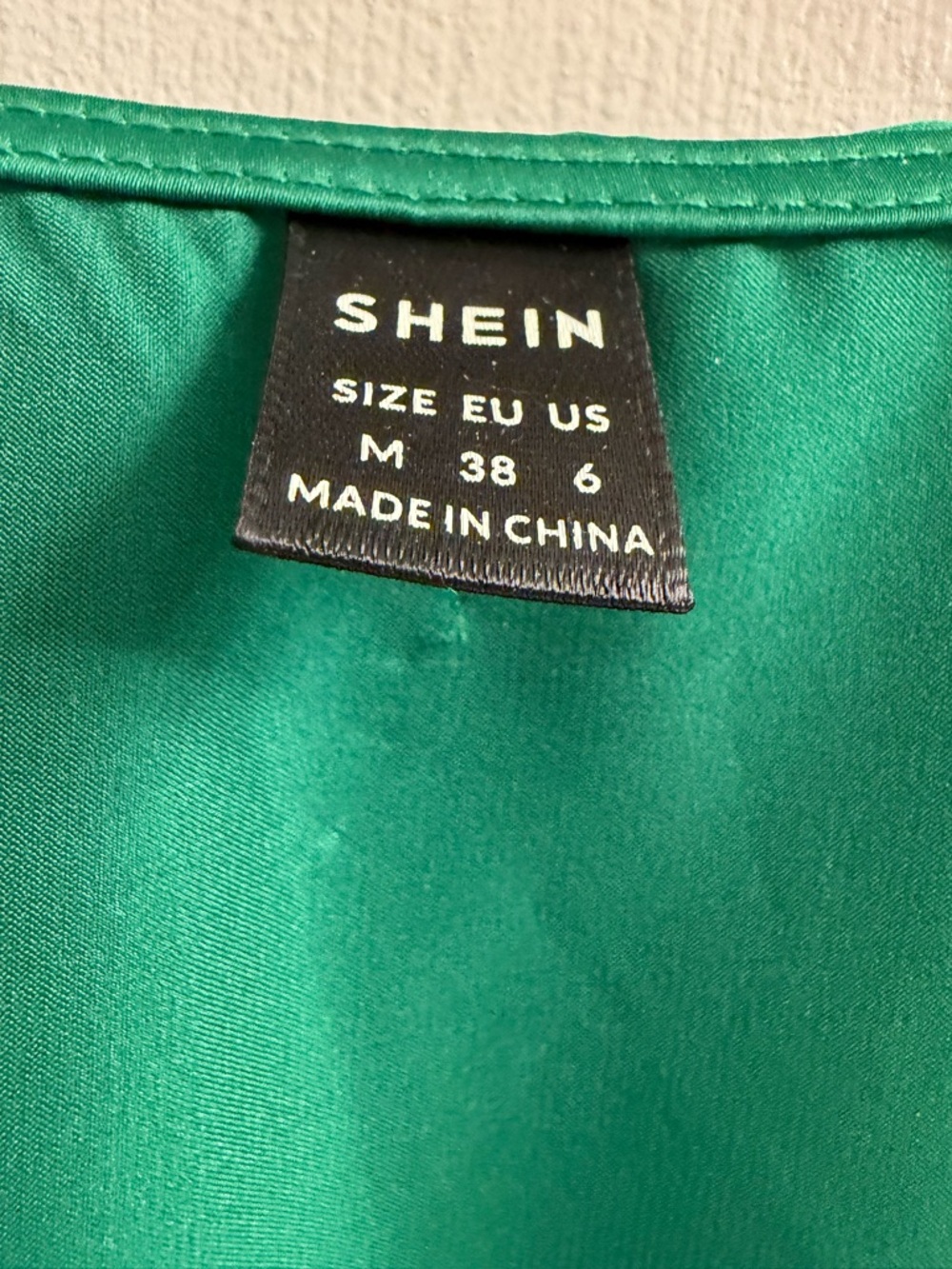 SOLD SHEIN Green Satin Pleated V-Neck Maxi Dress - Picture 8 of 8